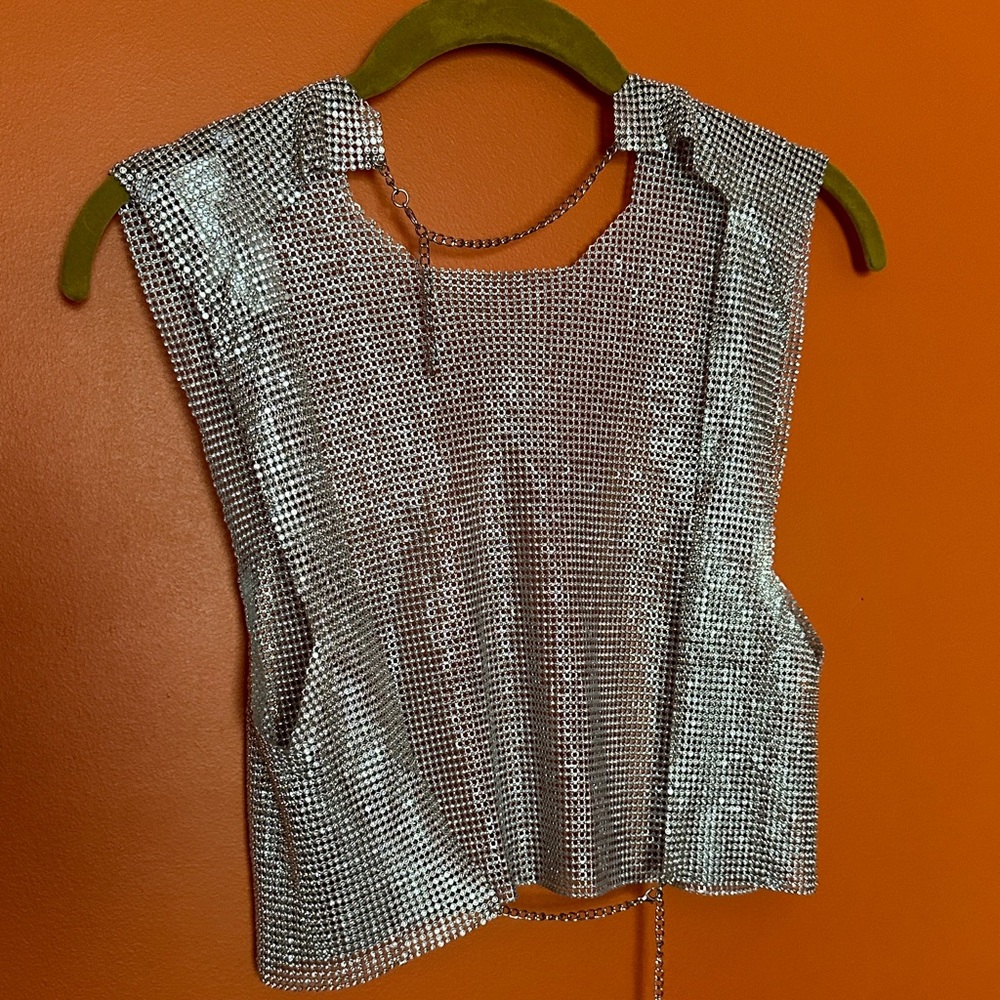 Silver Open Back Rhinestone Top - Picture 12 of 13